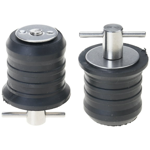 2 Pcs Brass/Stainless Steel T-Handle Drain Plug Rubber Scupper Plugs Twist-Turn Marine Boat Drain Plug Replacement