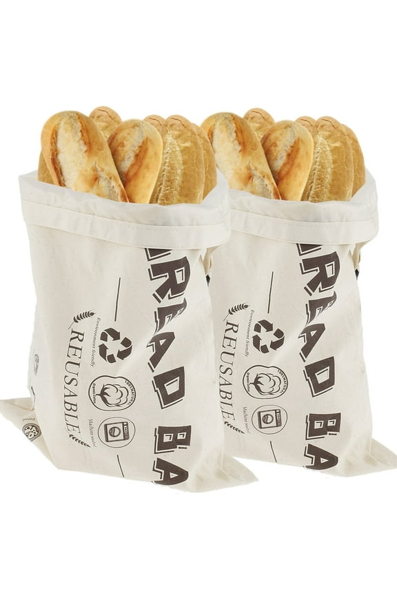 2 Pcs Bread Bags for Homemade Bread,Organic Cotton Reusable Bread Bag with Fresh-keeping Linen,Sourdough & Homemade Bread Storage for Bakery Supplies and Food Storage