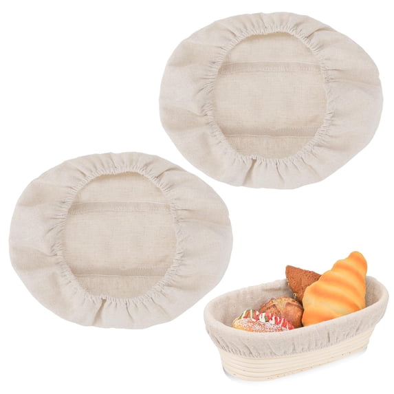 2 Pcs Bread Proofing Basket Cloth Liner Baking Dough Basket Cover Natural Rattan Proofing Cloth for Bakery Home Baking, oval about 10 × 6 inch