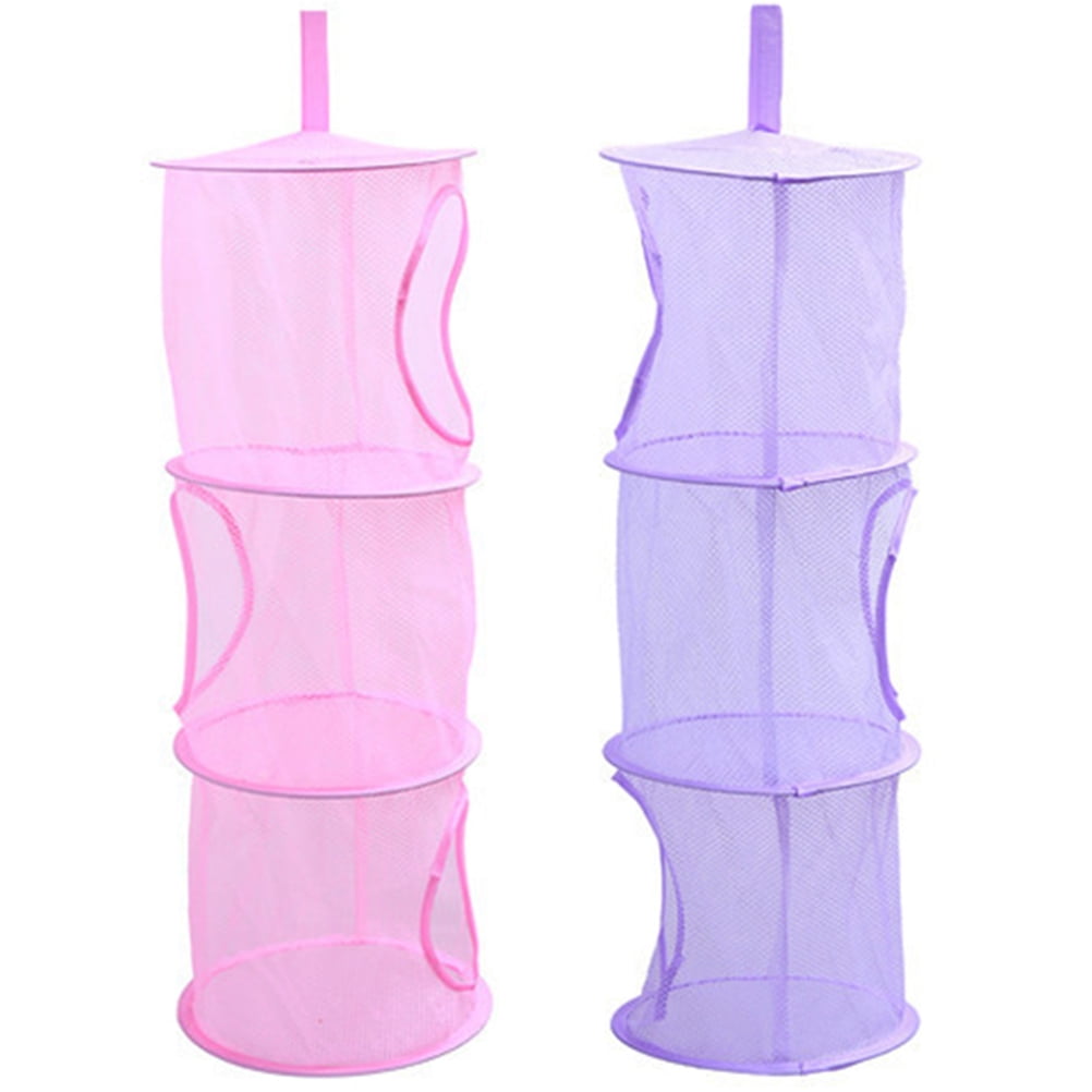 2 Pcs Breathable Hanging Bag Cloth Drying Rack Clothes Hanger Basket