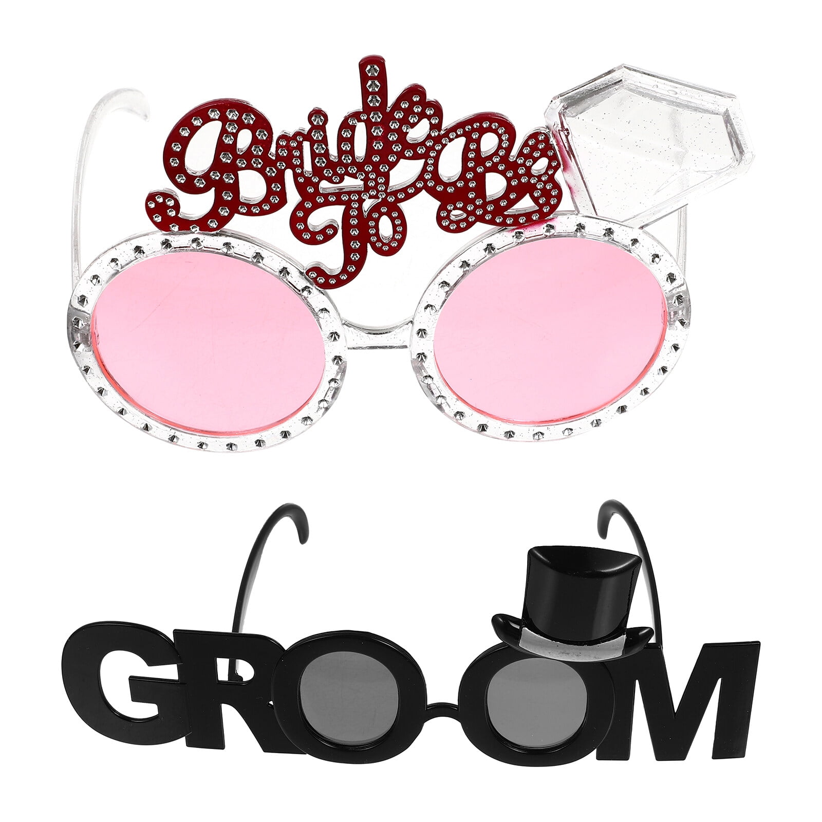 2 Pcs Bride Groom Glasses Tiara Wedding Favours Eyeglasses Party ...