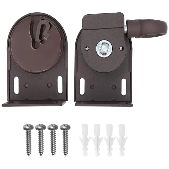 2 Pcs Brown Roller Shade Head Brackets, Long-lasting Indoor Outdoor Sunshade Blind Replacement Parts, Easy Installation Hardware, Pull Ring Control for Window Treatment Accessories