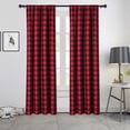 thumbnail image 1 of 2 Pcs Buffalo Plaid Curtains, Gingham Yarn Dyed Rod Pocket Light Filtering Curtain Drapes, 1 of 9