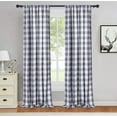 thumbnail image 1 of 2 Pcs Buffalo Plaid Curtains, Gingham Yarn Dyed Rod Pocket Light Filtering Curtain Drapes, 1 of 8
