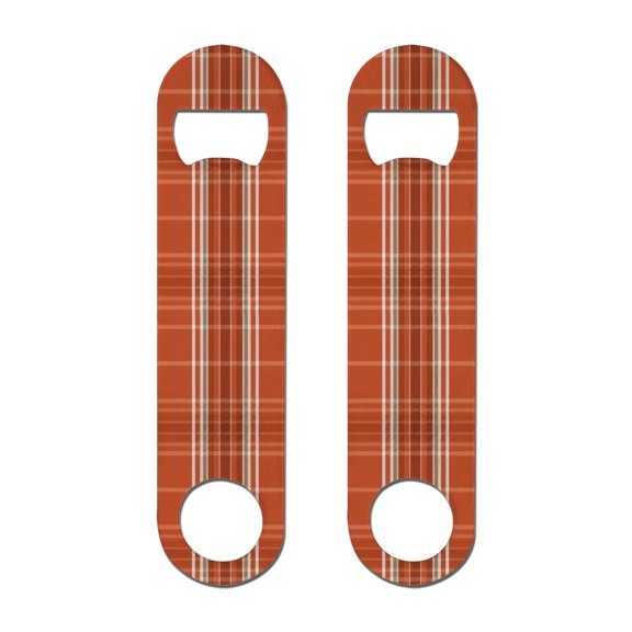 2 Pcs Buffalo Plaid Stainless Steel Bottle Opener Classic Lumberjack Plaid Pattern Retro Orange White Checkered Flat Beer Bottle Opener Keychain for Home Kitchen Bar Restaurant Party Birthday Gift