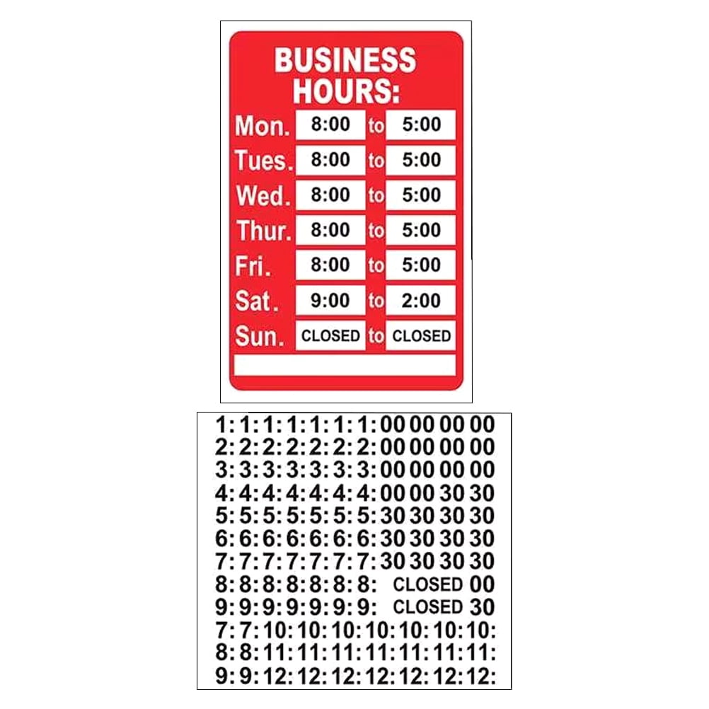2 Pcs Business Hours Sticker Decal Stickers Hour Signs for Business