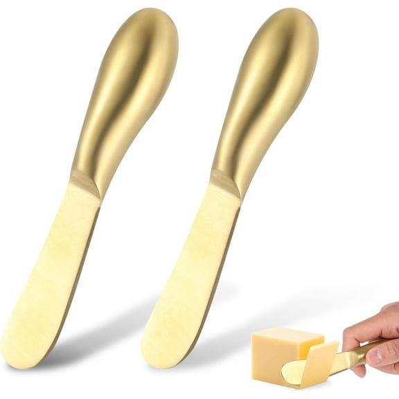 2 Pcs Butter Knife Little Cheese Spreader Knives Stainless Steel Spreader Knife Set Cocktail Knives for Condiments Cheese Charcuterie Board Jam Pastry Making