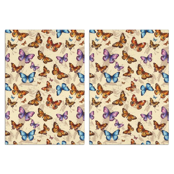 2 Pcs Butterfly and Monarch Orange Pattern Funny Kitchen Towels, Microfiber Dish Towels, Kitchen Tea Towels Set 18" X 26"