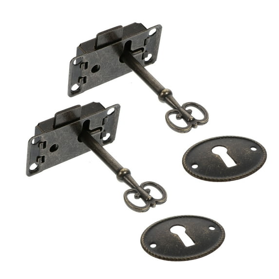2 Pcs Cabinet DIY Locks Retro Decor Antique Vintage Style Padlock Furniture Zinc Alloy