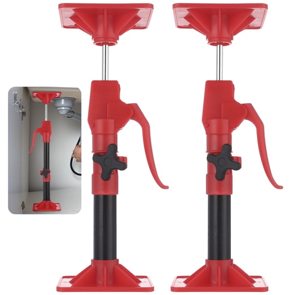 2 Pcs Cabinet Jacks, Adjustable Telescopic Support Pole with 11.8 - 23.6 in Height, 110 Lbs Load Capacity, Heavy Duty 3rd Hand System for Drywall Cabinet, Bathroom Vanity, Ceiling Installation
