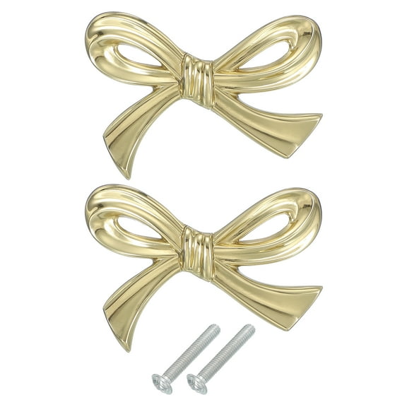 2 Pcs Cabinet Knobs, 3 Inch Bow Dresser Knobs Cabinet Handles for Dresser Pulls Yellow