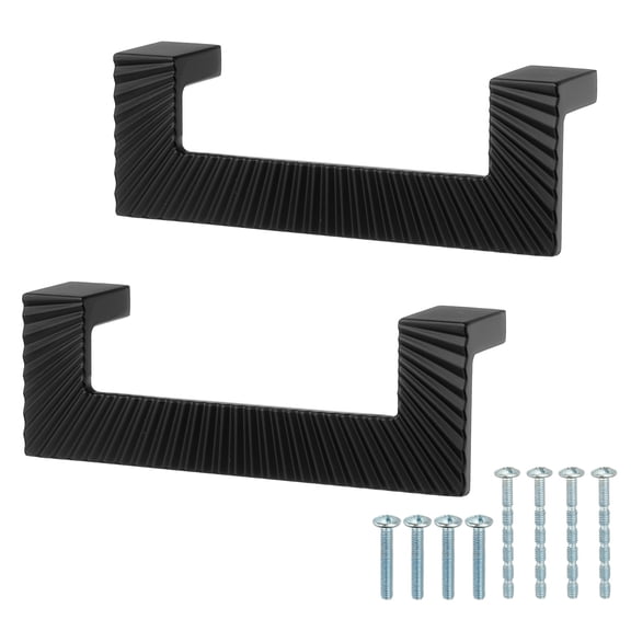 2 Pcs Cabinet Pulls, 4.4 Inch Zinc Alloy Drawer Pulls Bathroom Dresser Handles 3-3/4" Hole Center for Dresser, Closet, and Cupboard Black