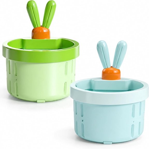 2 Pcs Cactus Kitchen Sink Drain Strainer Basket One-Press Food Scrap Dump, Rabbit Ear Handle, Fits Standard Sinks