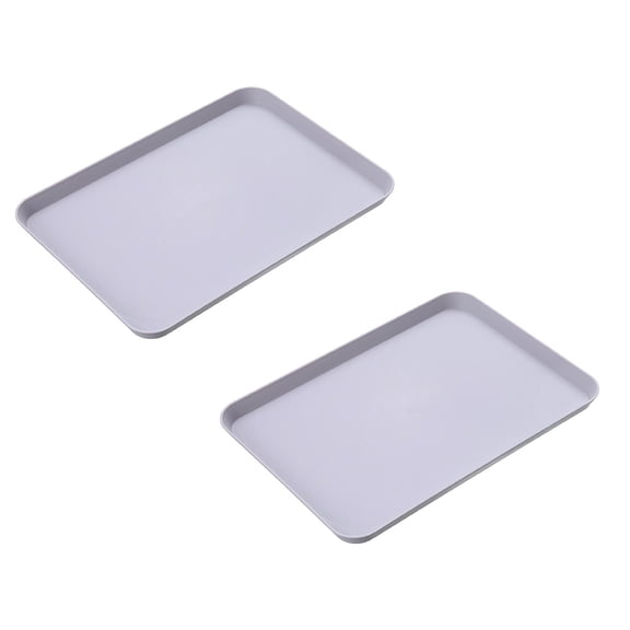 2 Pcs Cafe Cafeteria Tray Plastic Serving Tray Fast Food Tray Unbreakable Tea Platter Stackable Activity Tray Crafts Organizer Tray for Restaurant or Commercial Use, 11.61x8.26 Inch, Small Gray