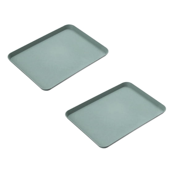2 Pcs Cafe Cafeteria Tray Plastic Serving Tray Fast Food Tray Unbreakable Tea Platter Stackable Activity Tray Crafts Organizer Tray for Restaurant or Commercial Use, 13.38x9.44 Inch, Large Blue