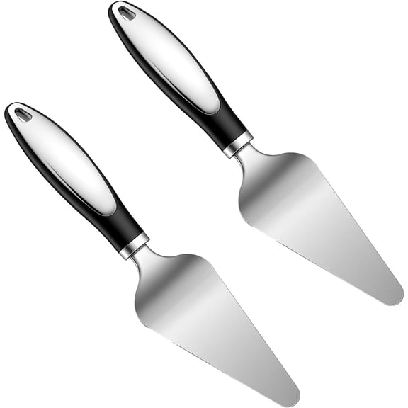 2 Pcs Cake Cutter And Server Pie Server Spatula Set Stainless Steel Cake Slicer, Pizza Tart Dessert Cutter, Silver Kitchen Baking Tool For Cakes Loaves Eggs And More