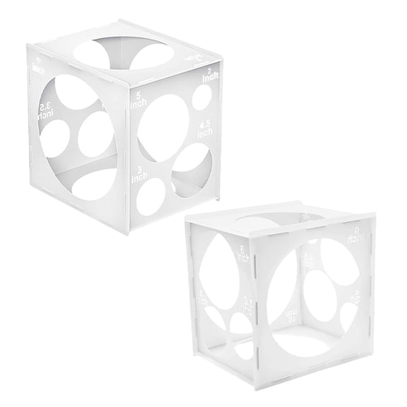WHAMVOX Balloon Sizer Cube with 11 Holes for Accurate Measurement Made of PVC White Collapsible Box for Party Decorations 2pcs