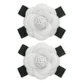 thumbnail image 1 of 2 Pcs Camellia Flower Brooch for Women Vintage Bow Pin Fabric Rose White, 1 of 6