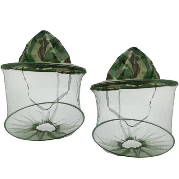 2 Pcs Camouflage Beekeeper Hat With Bee Veil - Beekeeping Protective Hats