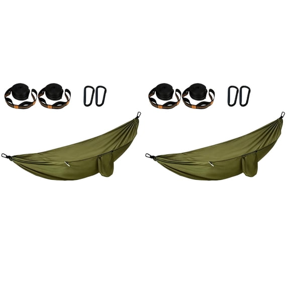 2 Pcs Camping Hammock 86.6 x 43.3 Inch 3 in 1 Waterproof Portable Sleeping Hammock for Backpacker, Lightweight Outdoor Gear Swing for Hiking Travel Patio Expedition Green, Backpacking and Camping