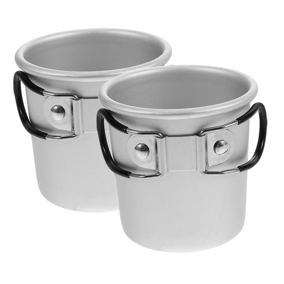 2 Pcs Camping Pot Campfire Coffee Cup Drinking Outdoor Silver