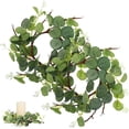 thumbnail image 1 of 2 Pcs Candle Rings, Artificial Eucalyptus Leaves Wreaths Candle Rings, Small Boho Wreaths, Mini Wreath Candlestick, Wreath Decoration for Table, Green (3.14inch Ring Diameter), 1 of 9