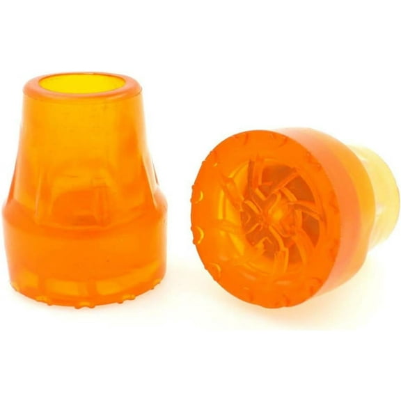 2 Pcs Cane Rubber Tips, Non Skid Replacement, Rubber Tips Non-Slip Rubber Ferrules End Caps Replacement Walker Tips for Use Walking Aluminum Cane Tip and Wooden Cane Tip, Orange