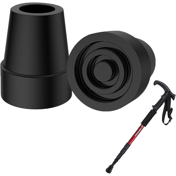 2 Pcs Cane Tips,Walking Stick Rubber Ferrules Ends,Heavy Duty Rubber Replacement Cane Tip,Non-Slip Stable Replacement Cane Tip,Crutch Rubber Feet for Elderly Crutches Adult Hiking Crutches Walking