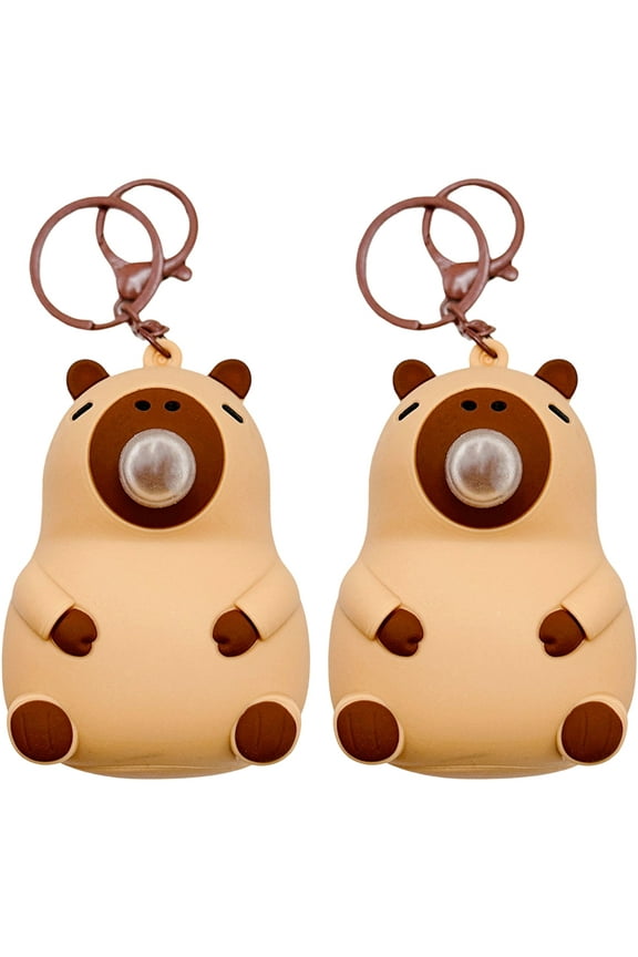 2Pcs Capybara Squeeze Toy Keychain - Cute Bubble Blowing Capybara Keyring, Stress Relief Bag Pendant Gift