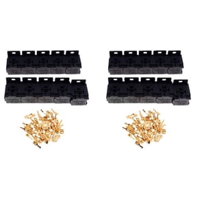2 Pcs Car 30A-80A Relay Bracket Terminal Case Holder Relay Base Holder 5 Pin Socket with 100Pcs 6.3mm Terminals for Car
