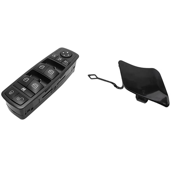 2 Pcs Car Accessories: 1 Pcs Electric Power Master Window Switch & 1 Pcs Car Front Bumper Tow Hook Eye Cover Cap