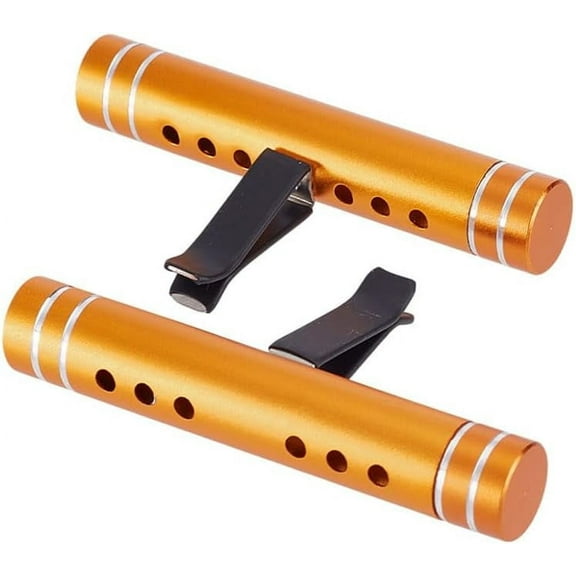 2 Pcs Car Air Freshener Diffuser Alloy Car Essential Oil Diffuser Vent Clip With 20 Diffuser Sticks Vent Diffuser Decoration Accessories for Interior (Orange Jasmine Flavor)