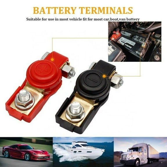 2 Pcs Car Battery Terminal Post Positive Negative Connector Heavy Duty Tools