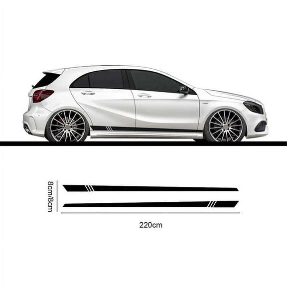 2 Pcs Car Body Side Skirt Stripe Graphics Decal Stickers 220cmx8cm Car Styling