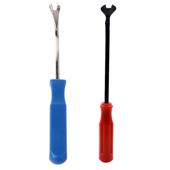 2 Pcs Car Door Interior Trim Clip Panel Upholstery Fastener Clip Removal Tool Screwdriver Nail Puller , 4 Inch Blue with 6 Inch Red