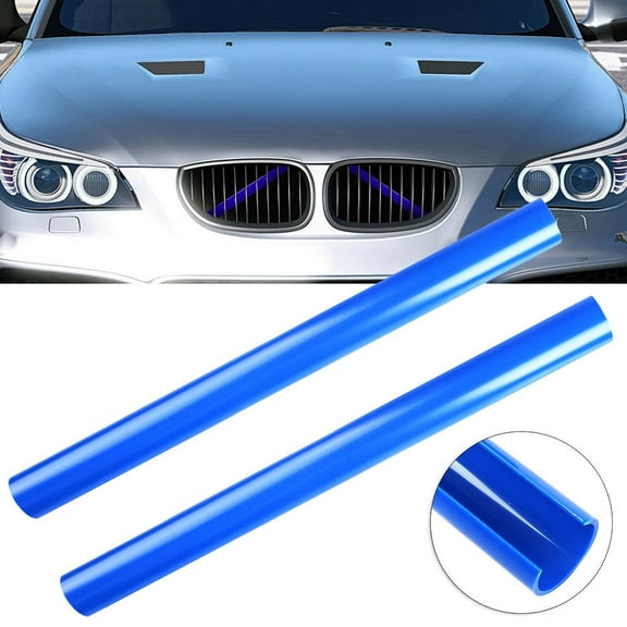 2 Pcs Car Front Grille Trim Strips Racing Grills 36CM Blue Support Grill Bar For BMW E60 Bumper Frame Cover Trim