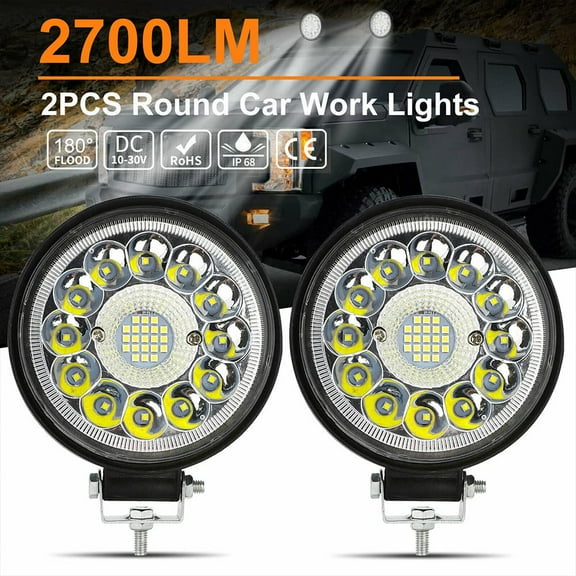 2 Pcs Car Headlight Lights 4.5-inch 99W Car Led Work Light 9V-36V Truck Headlight Round Spotlight Waterproof Lamp Automotive Light Bulbs for Off Road SUV ATV UTV Boat