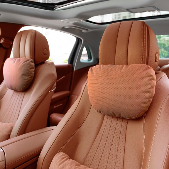 2 Pcs Car Headrest Neck Pillow for Driving,Universal Premium Suede Leather Soft and Comfortable Headrest,Two Gears of Height Adjustment Car Seat Headrest Pillow Car Interior Accessories