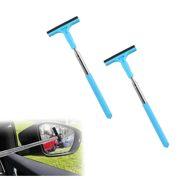 2 Pcs Car Mirror Wiper, 38.6in Handle Car Side Mirror Squeegee, Car Mirror Squeegee, Side Mirror Squeegee, Mini Squeegee for Rainy Foggy Weather