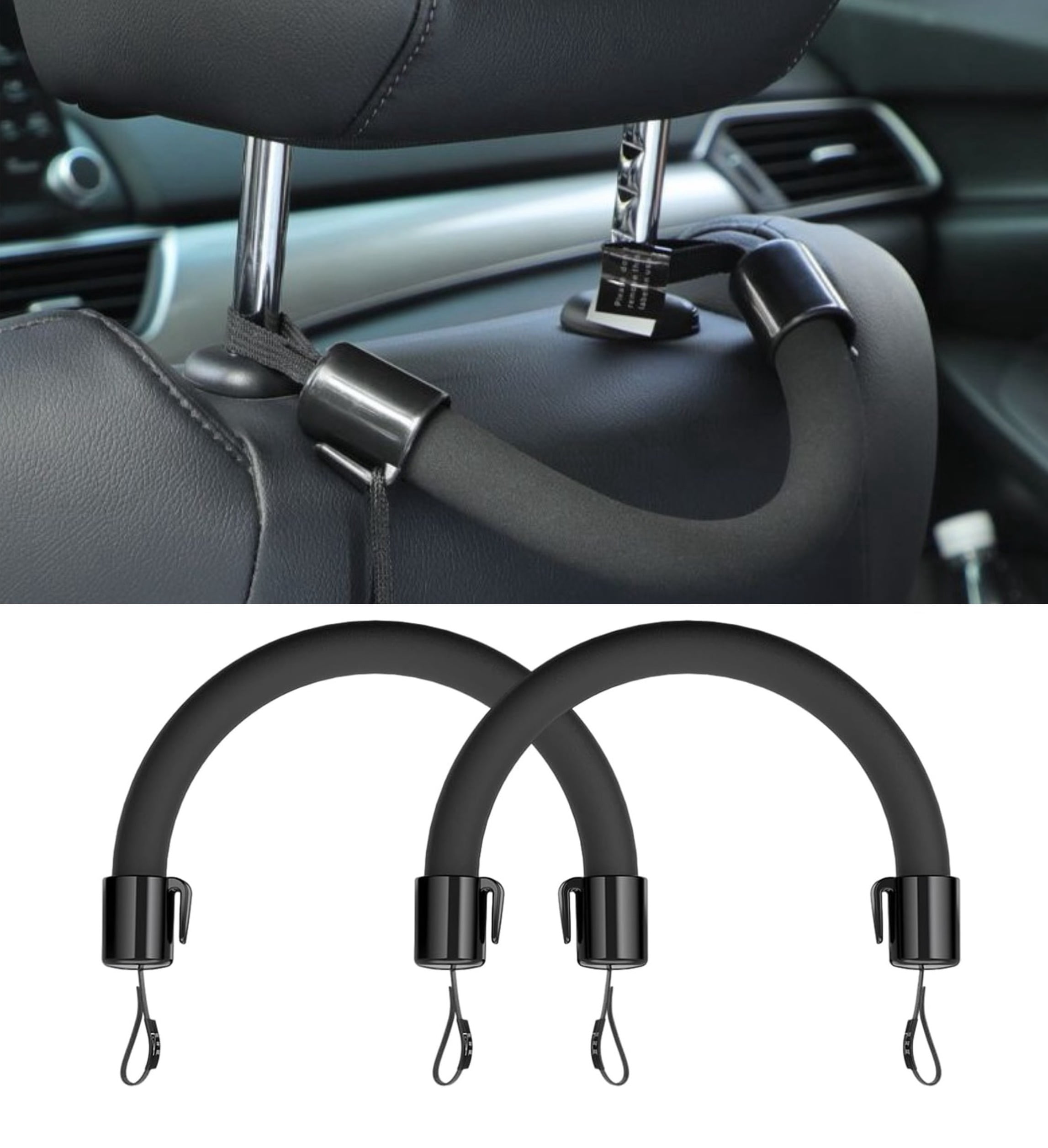 Seat Rear Back Handle 2 Pcs Car Seat Back Assist Handle with Storage Hook, Rear Seat Grab ...