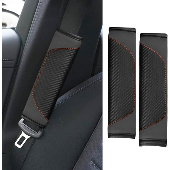 2 Pcs Car Seat Belt Cover Pad, Soft Carbon Fiber Leather Seatbelt Shoulder Protector for a More Comfortable Driving, Universal Safety Belt Strap Cover to Protect Your Neck