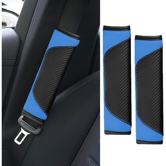 2 Pcs Car Seat Belt Cover Pad, Soft Carbon Fiber Leather Seatbelt Shoulder Protector for a More Comfortable Driving, Universal Safety Belt Strap Cover to Protect Your Neck