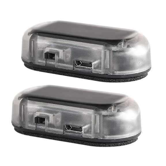 2 Pcs Car Solar Power Simulated Dummy Alarm Warning Anti-Theft Led Flashing Security Light Fake Lamp Blue & Red