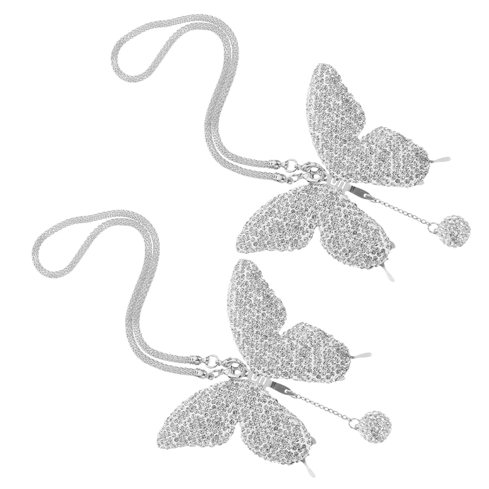 2 Pcs Car Sticker Diamond Butterfly Car Mirror Pendant Girl 22.50X8.00X0.60CM