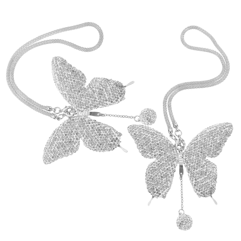 2 Pcs Car Sticker Diamond Butterfly Doll Display Rack Double Bracelets Mini Turntable Girl