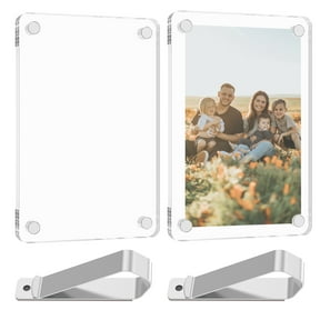 2 Pcs Car Sun Visor Photo Holder Clear Magnetic Visor Photo Holder Easy to Assemble Car Picture Frame for Horizontal and Vertical Display
