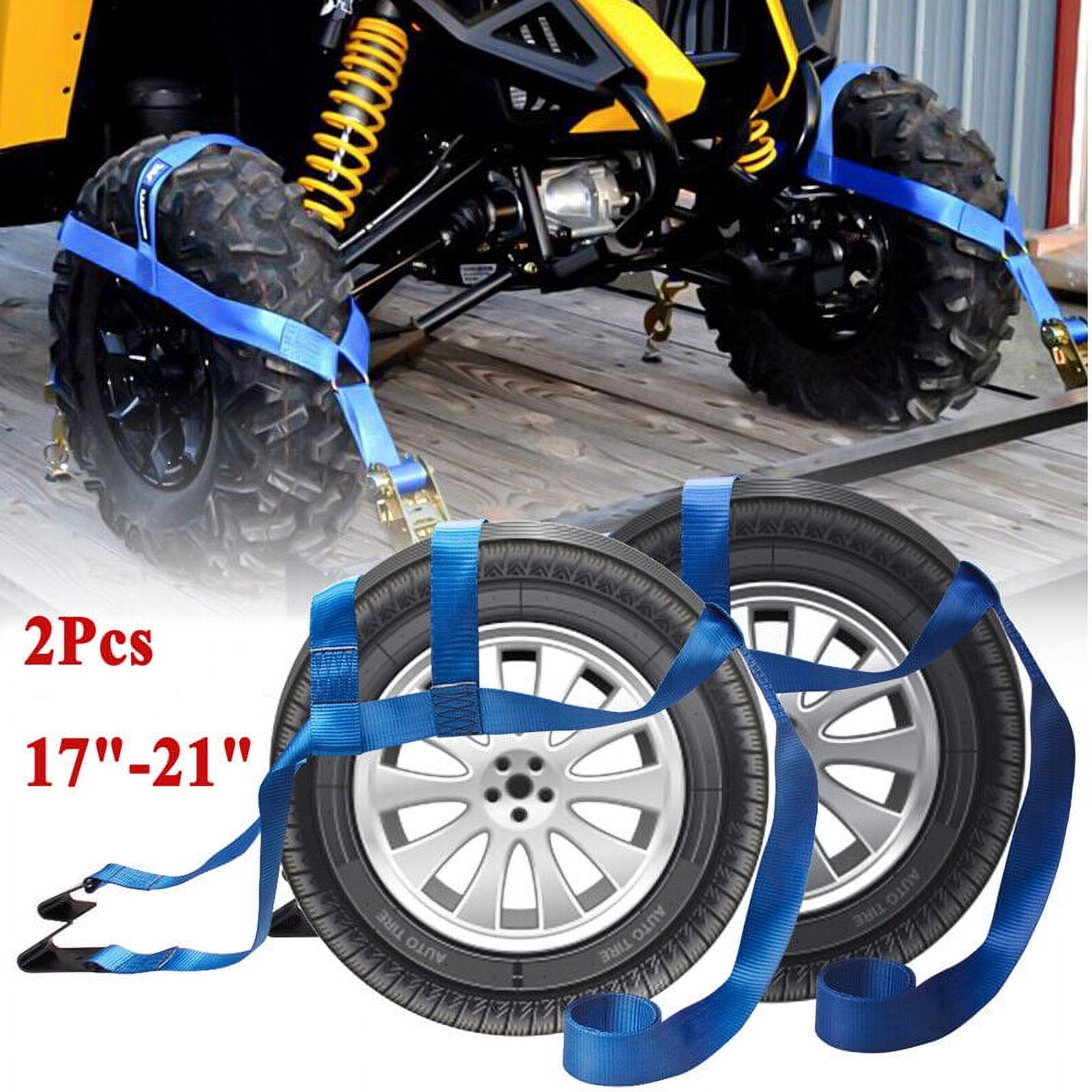 2 Pcs Car Tire Tow Dolly Basket Straps Adjustable Tie Down Straps,Blue