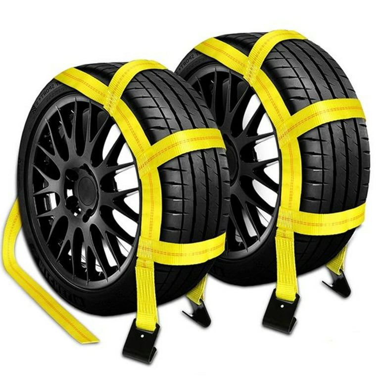 2 Pcs Car Tow Dolly Basket Tow Straps with Flat Hooks 17-21 Wheel Straps  Auto Tire Dolly Wheel Net