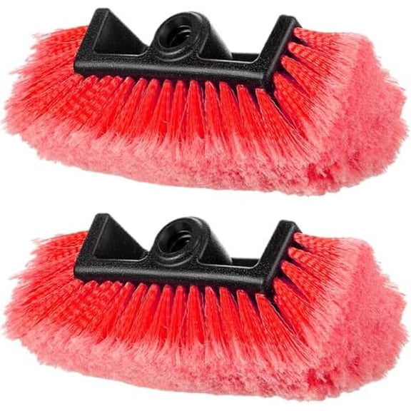 2 Pcs Car Wash Brush Head with Soft Detailing Bristle Flow Through Car Cleaning Brush Exterior Wash Equipment for Auto Truck RV Boat Camper (12 Inch,Red)