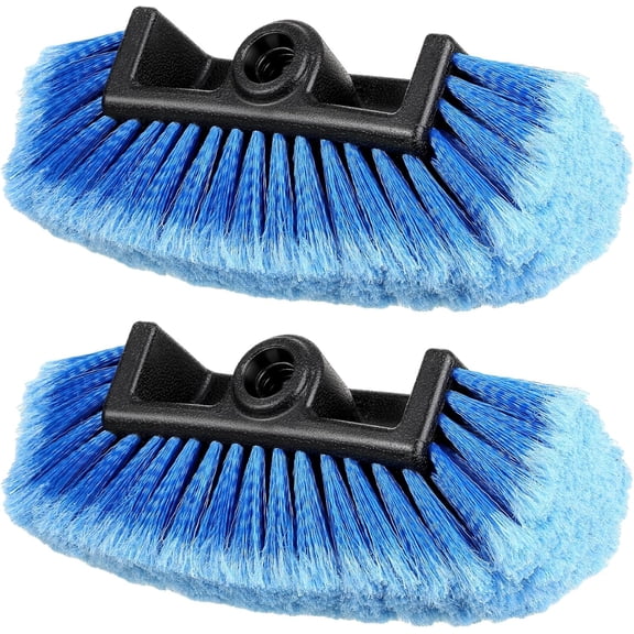 2 Pcs Car Wash Brush Head with Soft Detailing Bristle Flow Through Cleaning Exterior Equipment for Auto Truck RV Boat Camper(10 Inch,Blue)